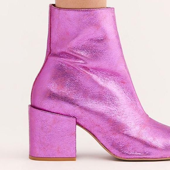 Free People Metallic Nicola Heel Bootie Pink - Picture 3 of 7